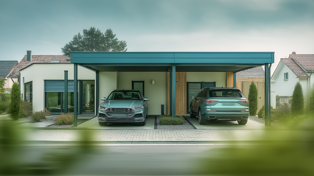 Carport moderne accolé à une maison en Wallonie – permis d'urbanisme ou dispense ?