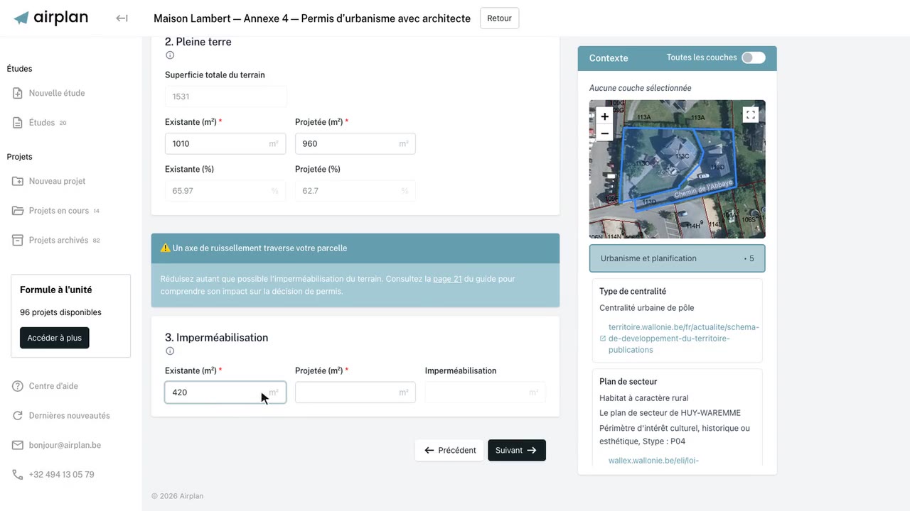 Cadre 2 de l'annexe 4 : pleine terre et imperméabilisation
