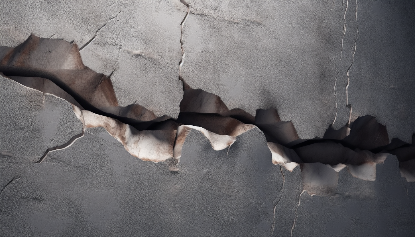 Mur fissuré d'une construction menaçante